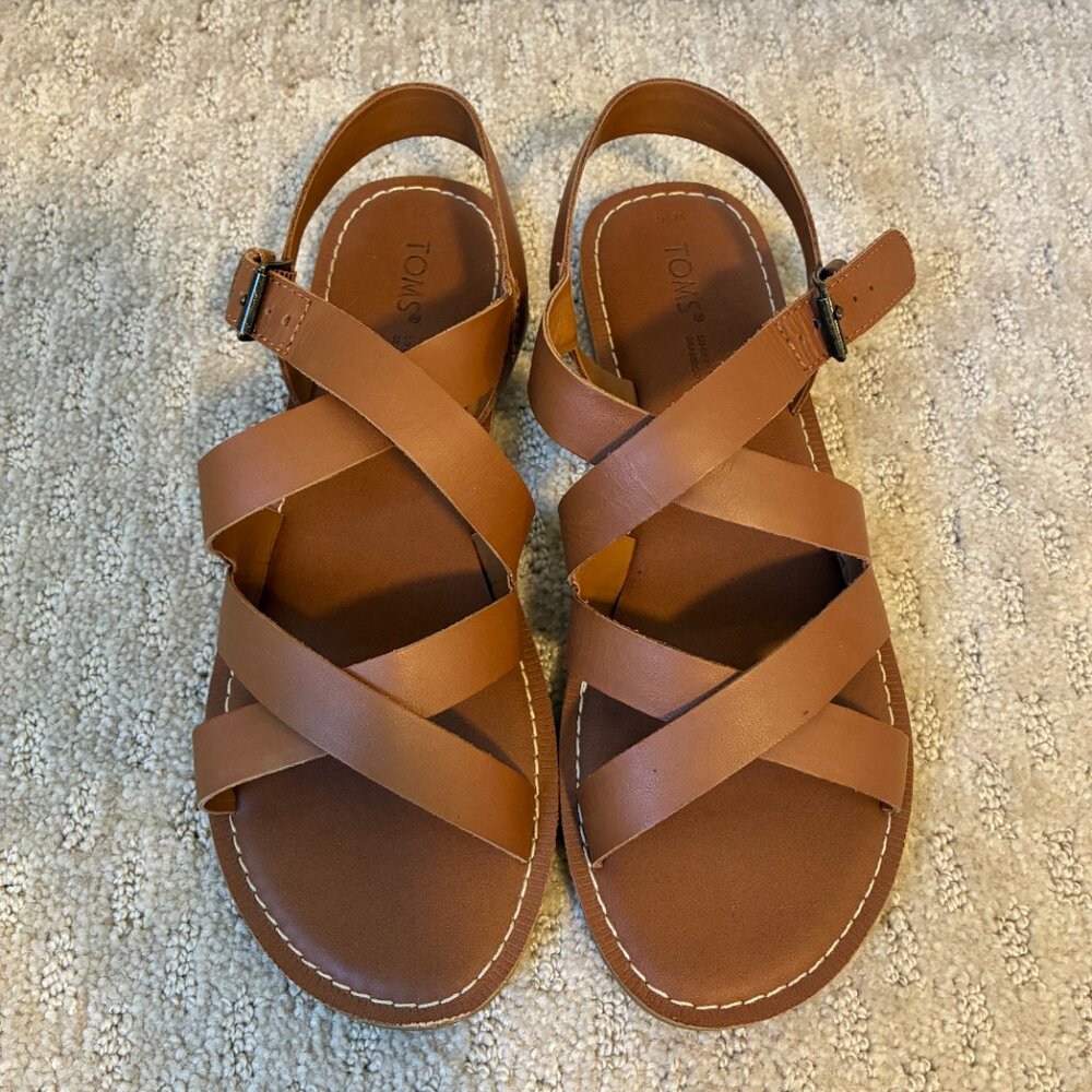 TOMS Sicily leather flat sandals - Picture 4 of 5